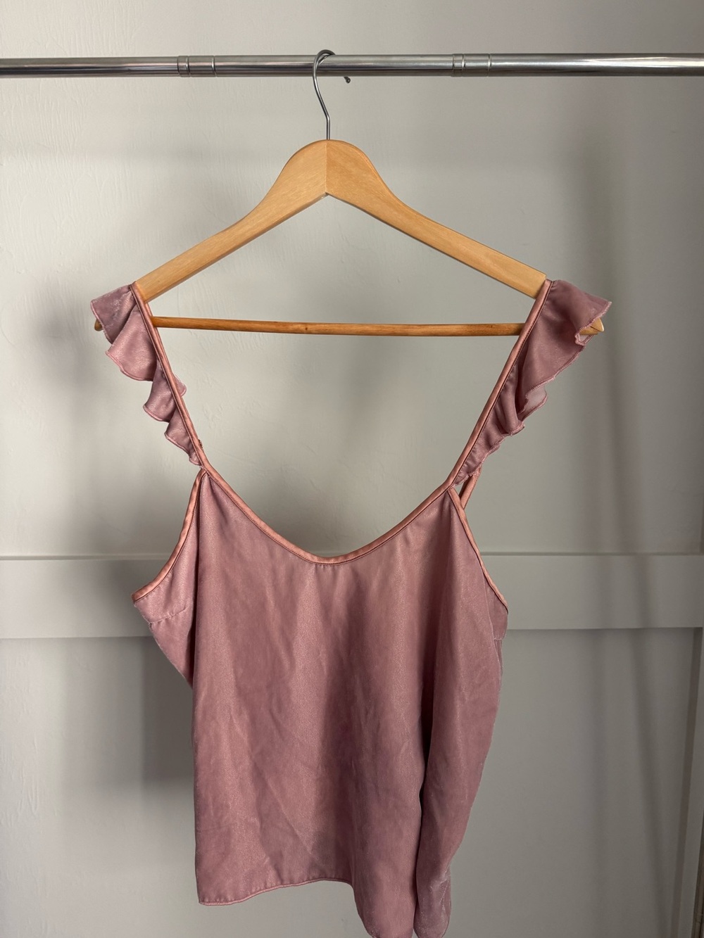 Victoria's Secret Satin Ruffle Strap Cami - Dusty Pink